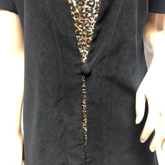 Worthington Dress Womens Size 6P Black Brown Animal Print Two Piece Look Party - Picture 3 of 8